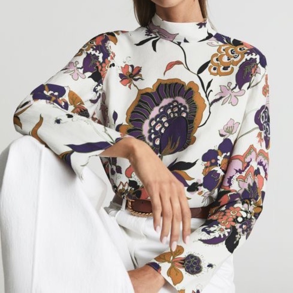 Reiss Annie Retro Print Blouse - Picture 4 of 9